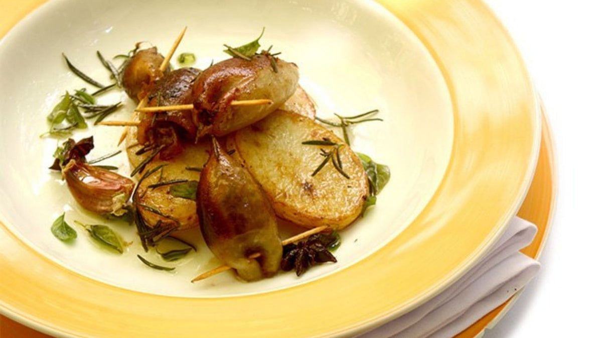 Lulas recheadas com cebolas caramelizadas
