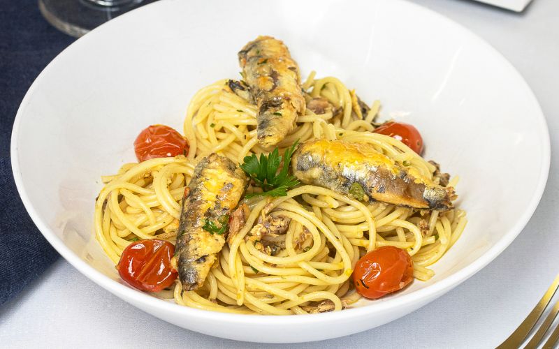 receitas - Espaguete com Sardinha Guisada - fui ao mar